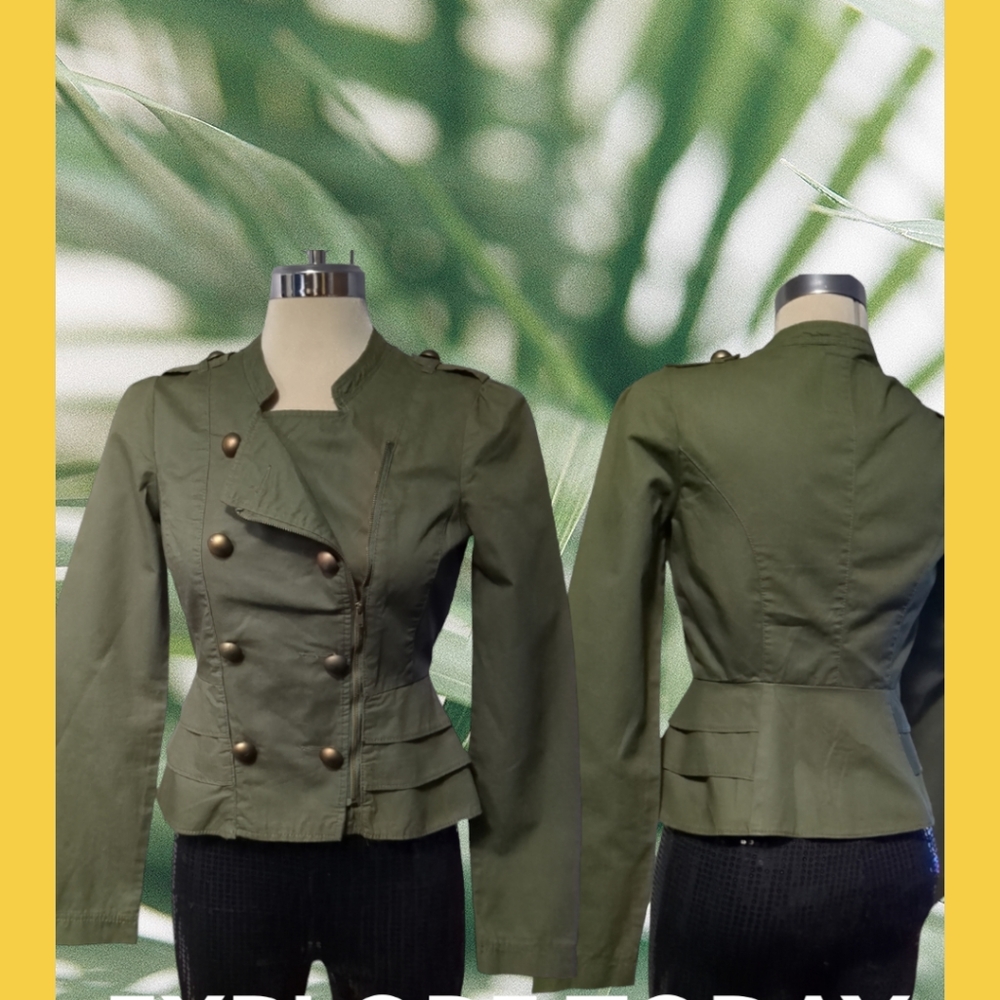 Miley Cyrus Green Army Brested Jacket Size S